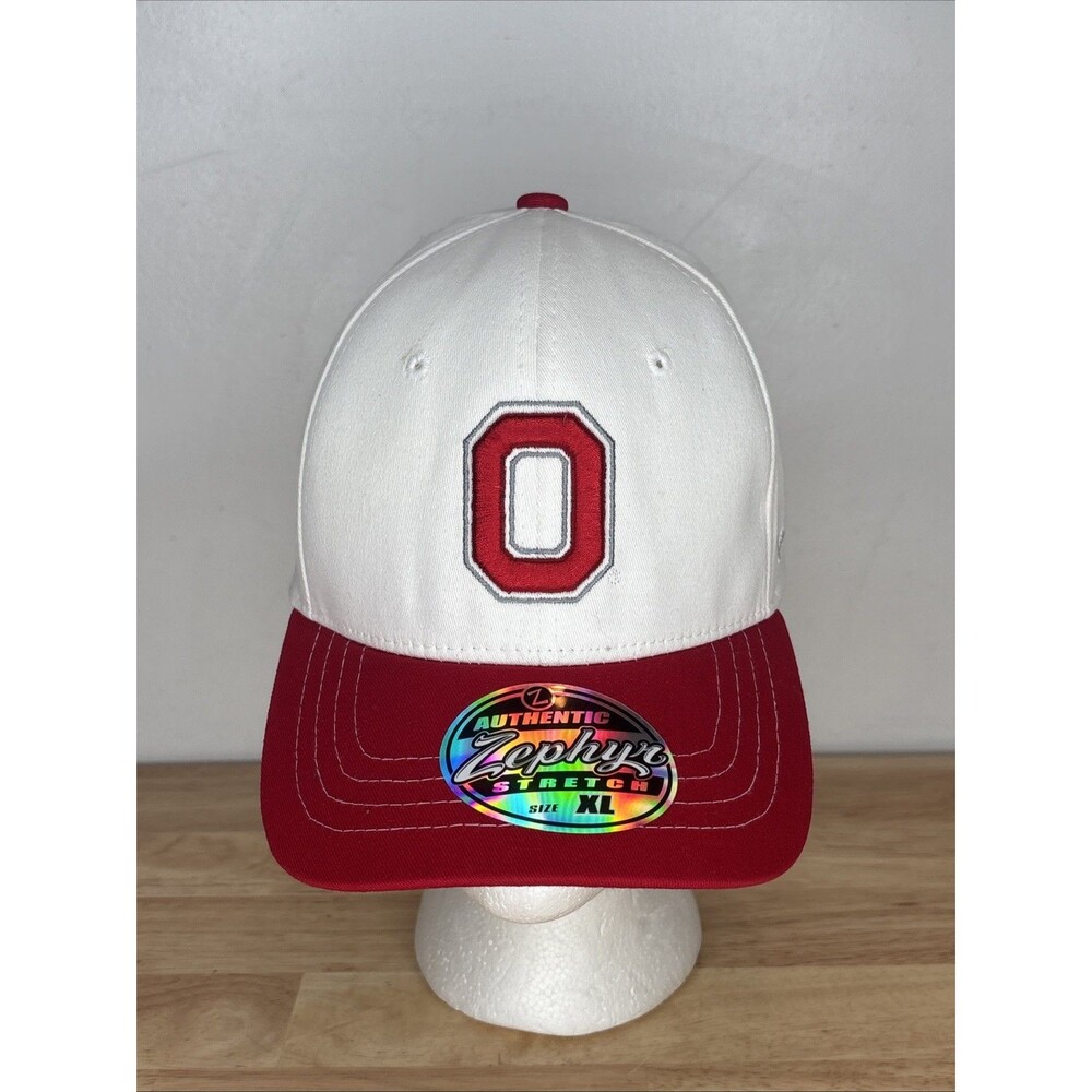 Ohio State Buckeyes Zephyr Authentic Stretch Fitted Hat Cap Size XL White Red